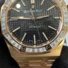Audemars Piguet Royal Oak 15400OR Black Dial Custom Baguette Moissanite Bezel 18K Gold Wrapped 1:1 Best Replica 41mm