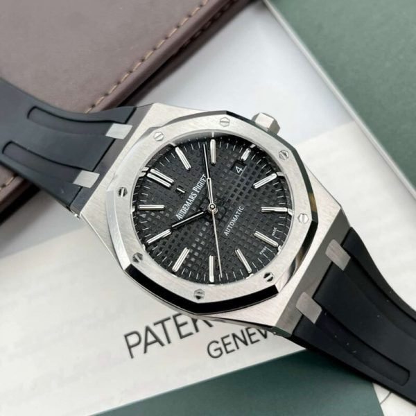 Audemars Piguet Royal Oak 15400ST Rubber Strap Black Dial Best Replica APS Factory 41mm