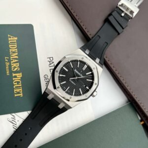 Audemars Piguet Royal Oak 15400ST Rubber Strap Black Dial Best Replica APS Factory 41mm