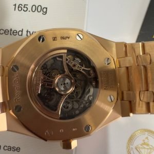 Audemars Piguet Royal Oak 15412OR Open Work Skeleton 18K Rose Gold Wrapped Baguette Moissanite Bezel Clone 1:1 Best Replica 41mm