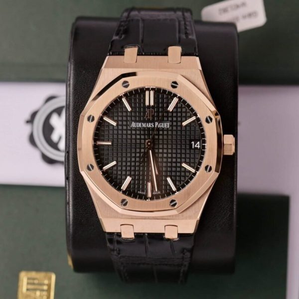 Audemars Piguet Royal Oak 15500OR 18K Gold Wrapped Black Dial Leather 41mm