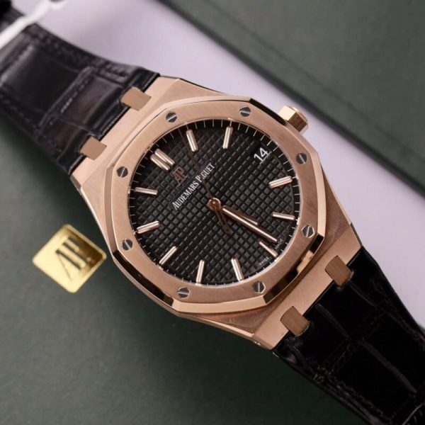 Audemars Piguet Royal Oak 15500OR 18K Gold Wrapped Black Dial Leather 41mm