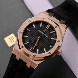 Audemars Piguet Royal Oak 15500OR 18K Gold Wrapped Black Dial Leather 41mm