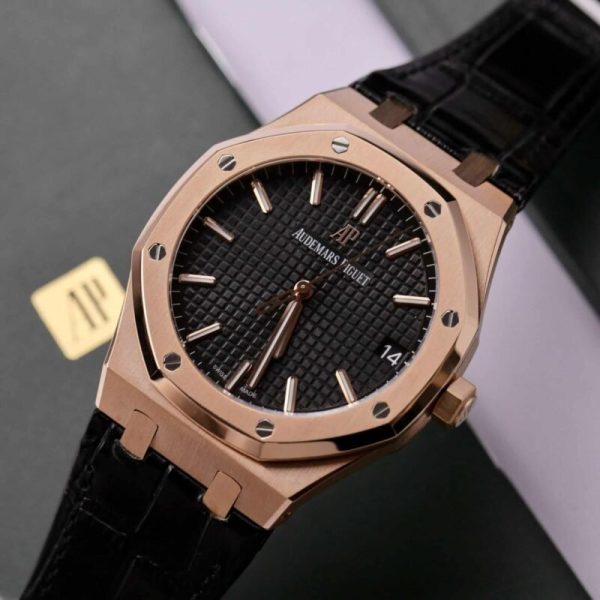 Audemars Piguet Royal Oak 15500OR 18K Gold Wrapped Black Dial Leather 41mm