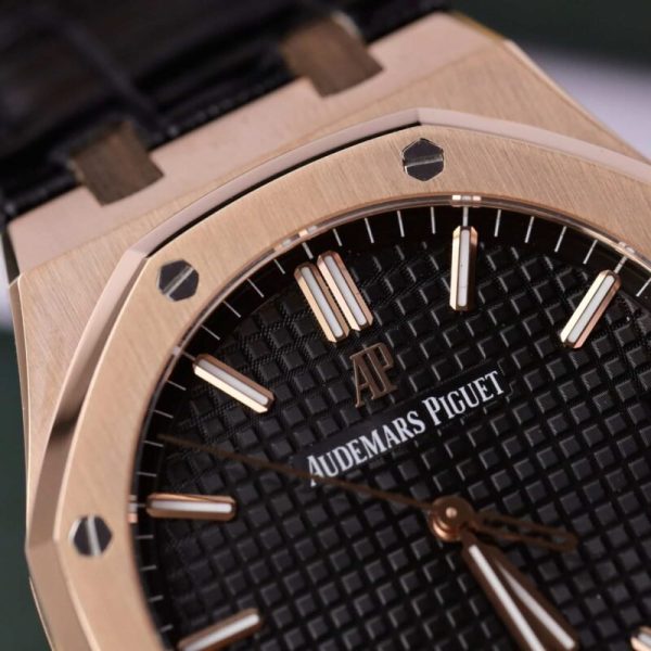 Audemars Piguet Royal Oak 15500OR 18K Gold Wrapped Black Dial Leather 41mm