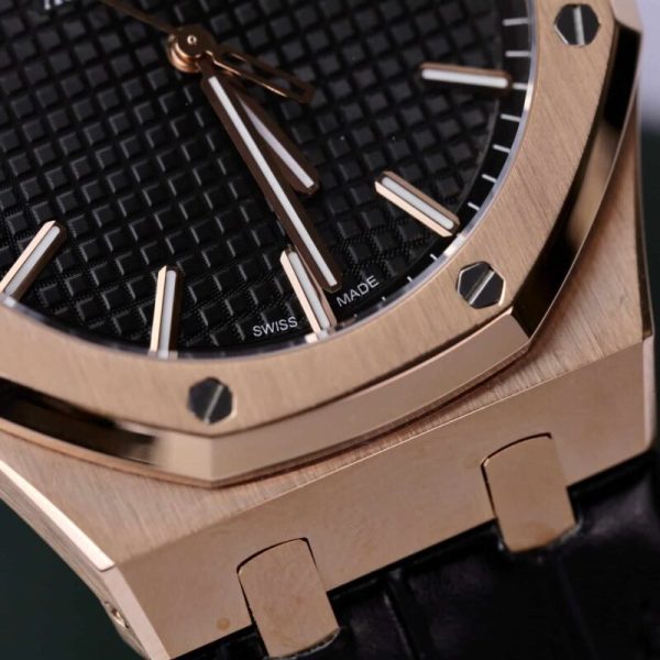 Audemars Piguet Royal Oak 15500OR 18K Gold Wrapped Black Dial Leather 41mm
