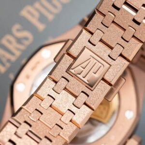 Audemars Piguet Royal Oak 15454OR Frosted Gold Pink Dial Replica 37mm
