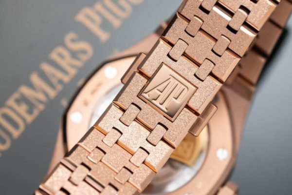 Audemars Piguet Royal Oak 15454OR Frosted Gold Pink Dial Replica 37mm