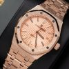 Audemars Piguet Royal Oak 15454OR Frosted Gold Pink Dial Replica 37mm