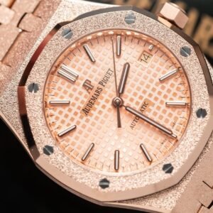 Audemars Piguet Royal Oak 15454OR Frosted Gold Pink Dial Replica 37mm