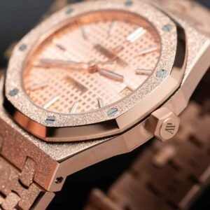 Audemars Piguet Royal Oak 15454OR Frosted Gold Pink Dial Replica 37mm