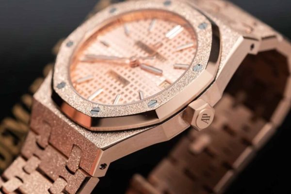 Audemars Piguet Royal Oak 15454OR Frosted Gold Pink Dial Replica 37mm