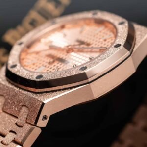 Audemars Piguet Royal Oak 15454OR Frosted Gold Pink Dial Replica 37mm