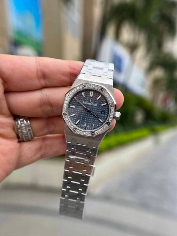 Audemars Piguet Royal Oak 77351ST Blue Dial Diamond Bezel Replica 34mm