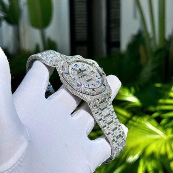 Audemars Piguet Royal Oak Blue Arabic Dial Iced Out Moissanite Super Clone 41mm