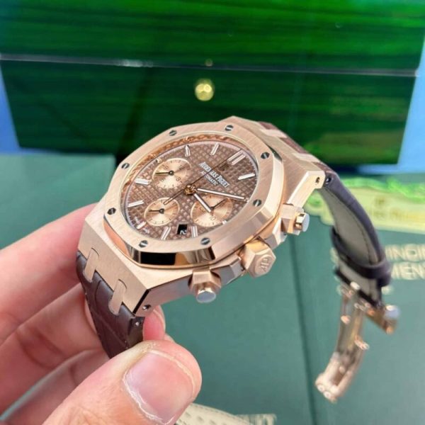 Audemars Piguet Royal Oak Chronograph 26331OR Brown Dial Leather Replica IPF 41mm
