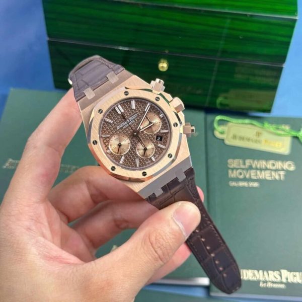Audemars Piguet Royal Oak Chronograph 26331OR Brown Dial Leather Replica IPF 41mm