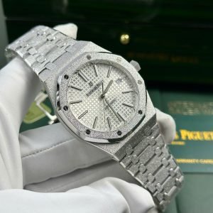 Audemars Piguet Royal Oak 15410BC Frosted Gold White Dial 1:1 Copy Best Replica APSF 41mm