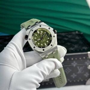 Audemars Piguet Royal Oak Offshore Diver 15720ST Khaki Green Dial Rubber Best Replica APSF 42mm