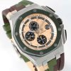Audemars Piguet Royal Oak Offshore Chronograph 26400SO Beige Dial Green Ceramic Bezel Rubber Best Replica APF 44mm