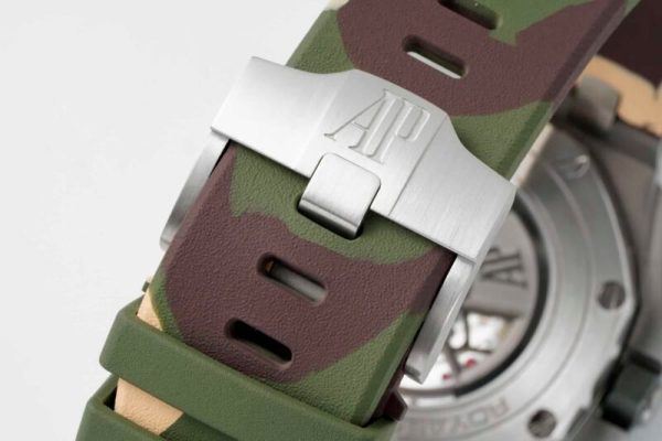 Audemars Piguet Royal Oak Offshore Chronograph 26400SO Beige Dial Green Ceramic Bezel Rubber Best Replica APF 44mm