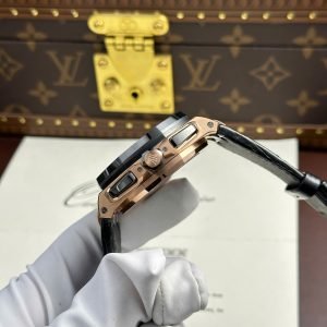 Audemars Piguet Royal Oak Offshore Chronograph 26420RO Rose Gold Black Dial Leather Strap Best Replica 43mm
