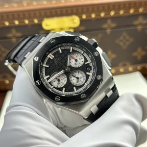 Audemars Piguet Royal Oak Offshore Chronograph 26420SO Black Dial Leather Strap Best Replica 43mm