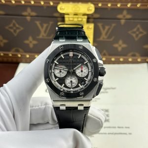 Audemars Piguet Royal Oak Offshore Chronograph 26420SO Black Dial Leather Strap Best Replica 43mm