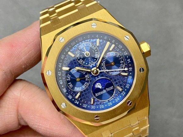 Audemars Piguet Royal Oak Perpetual Calendar 26574BA Yellow Gold Blue Dial Best Replica 41mm