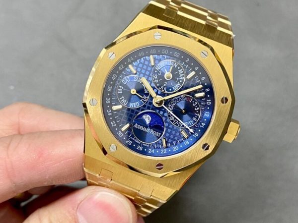 Audemars Piguet Royal Oak Perpetual Calendar 26574BA Yellow Gold Blue Dial Best Replica 41mm