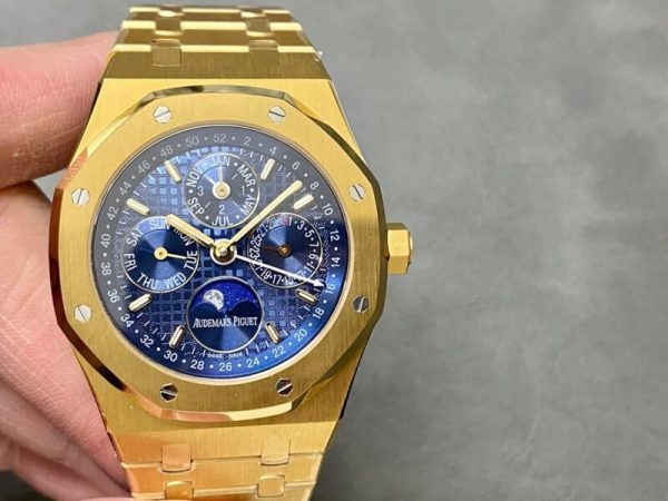 Audemars Piguet Royal Oak Perpetual Calendar 26574BA Yellow Gold Blue Dial Best Replica 41mm