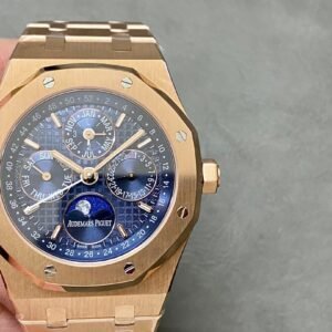 Audemars Piguet Royal Oak Perpetual Calendar 26574OR Rose Gold Blue Dial Best Replica 41mm
