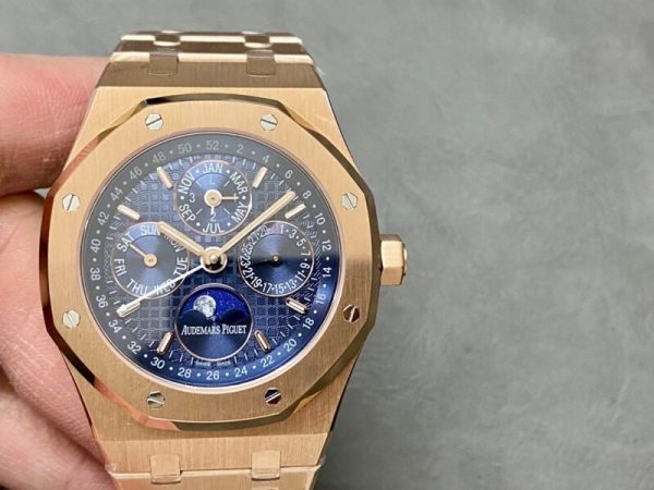 Audemars Piguet Royal Oak Perpetual Calendar 26574OR Rose Gold Blue Dial Best Replica 41mm