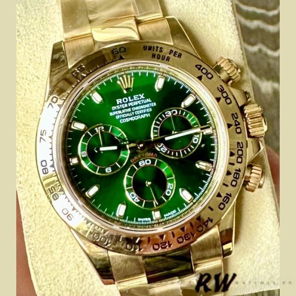 Rolex Daytona 116508 Yellow Gold Green Index Dial 40MM Mens Replica Watch