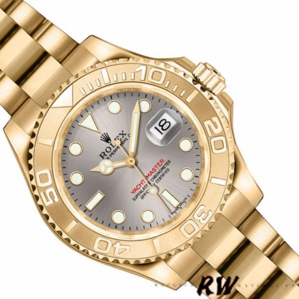 Rolex Yacht Master 169628 Yellow Gold Grey Dial 29MM Lady Replica Watch