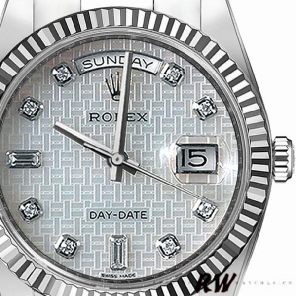 Rolex Day-Date 118239 Mother of Pearl White Dial Fluted Bezel 36mm Unisex Replica Watch