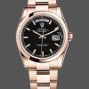 Rolex Day Date 118205 Black Dial Rose Gold 36mm Unisex Replica Watch