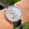 Rolex Cellini Dual Time 50529 Silver Sunburst Dial Black Leather Strap 39mm Mens Replica Watch