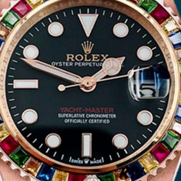 Rolex Yacht Master 116695 Everose Gold Black Dial 40MM Mens Replica Watch