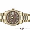 Rolex Day Date 118348 Black MOP Dial Yellow Gold 36mm Unisex Replica Watch