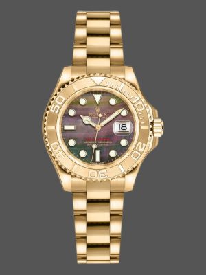 Rolex Yacht Master 169628 Yellow Gold Black MOP Dial 29MM Lady Replica Watch