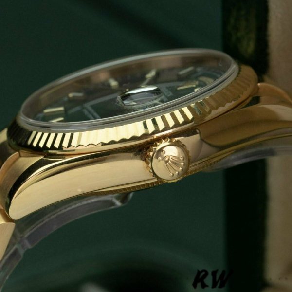 Rolex Day-Date 118238 Yellow Gold Fluted Bezel Green Dial 36mm Unisex Replica Watch