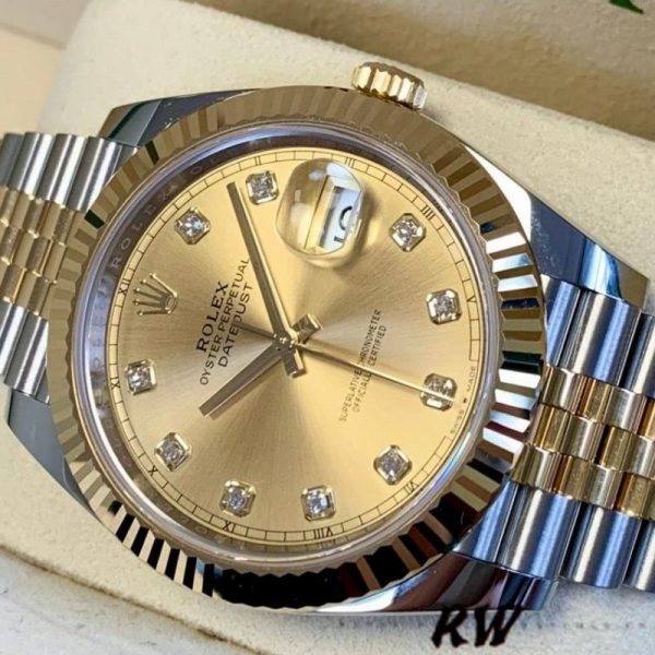 2022 Rolex Datejust Champagne Diamond Dial Two Tone M126333-0012 41mm Mens Replica Watch