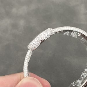Cartier Baignoire HPI01607 Mini Model Silver Dial Iced Out Moissanite Best Replica (Wrist Size 15, 16, 17cm)