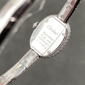 Cartier Baignoire HPI01607 Mini Model Silver Dial Iced Out Moissanite Best Replica (Wrist Size 15, 16, 17cm)