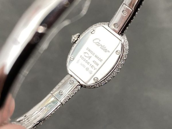 Cartier Baignoire HPI01607 Mini Model Silver Dial Iced Out Moissanite Best Replica (Wrist Size 15, 16, 17cm)