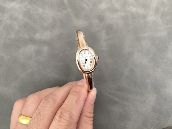 Cartier Baignoire de Cartier Rose Gold Silver Dial Mini Model Best Replica (Wrist Size 15, 16, 17cm)