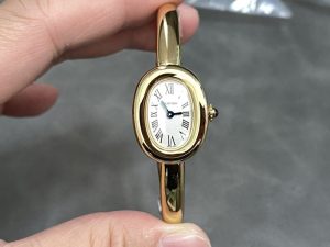 Cartier Baignoire de Cartier Yellow Gold Silver Dial Mini Model Best Replica (Wrist Size 15, 16, 17cm)