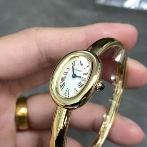 Cartier Baignoire de Cartier Yellow Gold Silver Dial Mini Model Best Replica (Wrist Size 15, 16, 17cm)