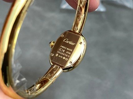 Cartier Baignoire de Cartier Yellow Gold Silver Dial Mini Model Best Replica (Wrist Size 15, 16, 17cm)